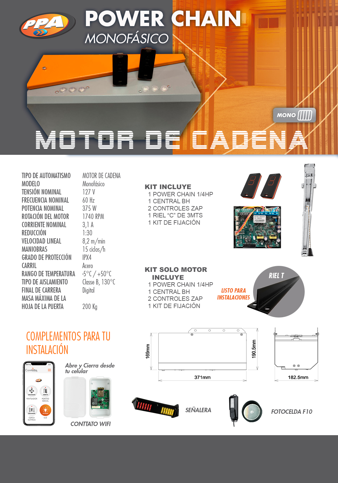 Power Chain Analogico Riel C 3m - PPA Mexico